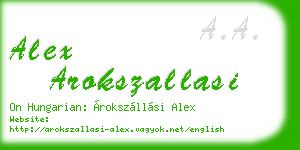 alex arokszallasi business card